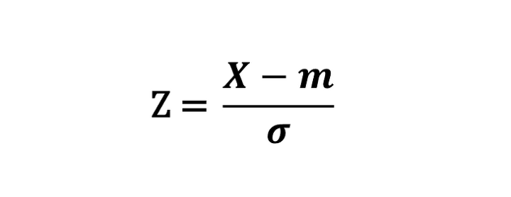 정규분포의 표준화 공식